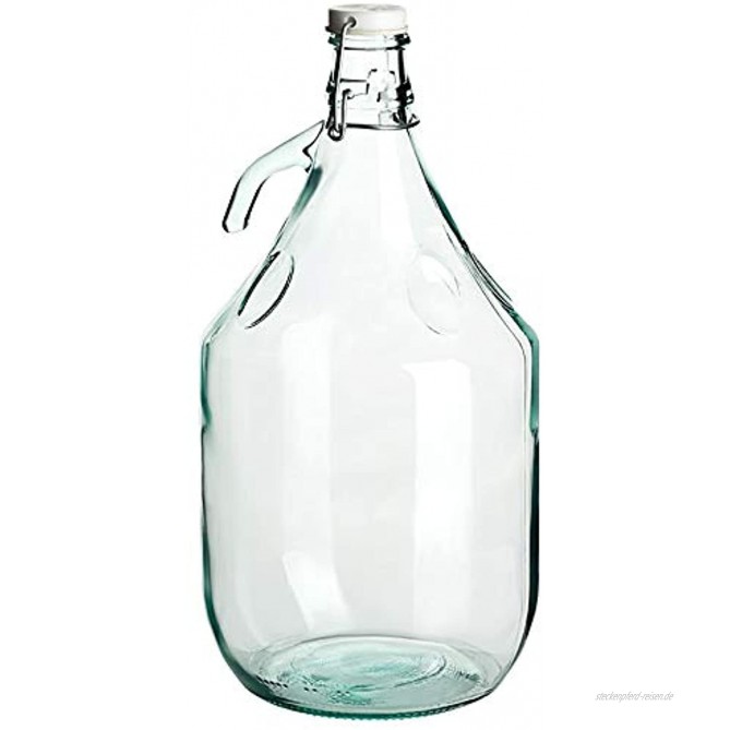 gouveo 6er Set leerer Glasballon mit Bügelverschluss 5 Liter zum selbst Abfüllen 5.000 ml incl. Flaschendiscount-Rezeptbroschüre