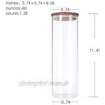 KKC Vorratsdose aus Borosilikatglas für Spaghetti Nudeln mit Holzdeckel luftdicht durchsichtig für Küche Holzdeckel 200 ml