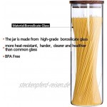 KKC Vorratsdose aus Borosilikatglas für Spaghetti Nudeln mit Holzdeckel luftdicht durchsichtig für Küche Holzdeckel 200 ml