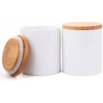 Lawei Keramik-Vorratsdosen mit luftdichtem Verschluss Bambus-Deckel 284 ml Vorratsdose für Zucker Salz Kaffee Tee 2 Stück