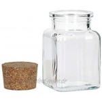 MamboCat 6tlg. Gläserset Teeglas mit Korkverschluss I Vierkantglas 150 ml I Wiederverwendbare Vorratsdose zur Aufbewahrung von Küchenkräutern & Gewürzen