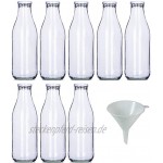 Material: Die leeren Flaschen sind aus Glas mit einem weißem Schraubverschluss aus Metall sowie einem Einfülltrichter aus Kunststoff.