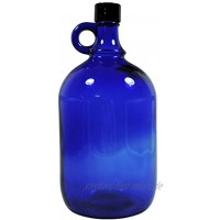 Mikken Blaue XL Glasflasche 2 Liter zum selbst befüllen mit schwarzem Schraubverschluss