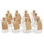 Set von 12 Mini-Glasflaschen | Hochzeitsdekorationen Gefälligkeiten | 50ml Glasflaschen mit Korkdeckeln | Enthält beigefügte Etiketten | M&W