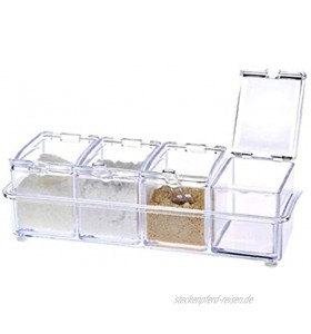 4 Stück Gewürzglas Gewürzbox Küchengewürzregal Gewürz Aufbewahrungsflasche Gläser Transparent PP Salz Pfeffer Pfeffer Kreuzkümmel Pulver Box Werkzeug