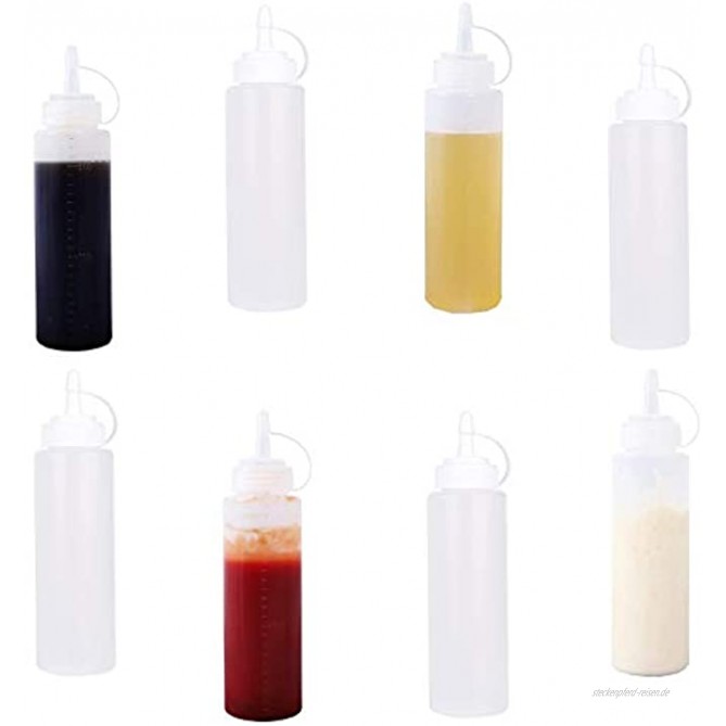 8 Stück Plastik-Quetschflaschen Plastikflaschen Gewürzspender für Condiment Saucenflasche mit Kappen 8 Oz Condiment Flaschen Aufbewahrungsbehälter für Ketchup Senf Mayo Soßen Olivenöl240 ml