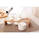 AWQREB Keramik-Gewürzdosen 3 Stück Gewürzaufbewahrungsbehälter mit Deckel und Löffel 250 ml Gewürzbox mit hölzernen Gewürzregal-Küchenwerkzeugen