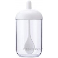 AWQREB PP + PC Gewürzflasche 3er-Set Gewürzdosen aus Glas mit Deckel und Löffel für Feuchtigkeitsschutz und Verteilung von Salzöl und Honig Löffelflasche,Weiß