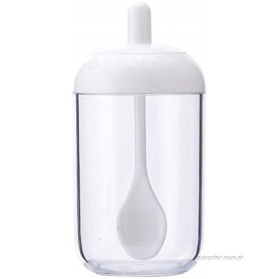 AWQREB PP + PC Gewürzflasche 3er-Set Gewürzdosen aus Glas mit Deckel und Löffel für Feuchtigkeitsschutz und Verteilung von Salzöl und Honig Löffelflasche,Weiß