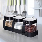 AWQREB Spice Jar Spice Seasoning Box Aufbewahrungsbehälter Bleifreie Glasschale mit Deckel und Löffel Gitter Set Salzzucker für Küchenrestaurant