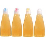 EOPER 4 Stück 400g Wiederverwendbar Squeeze Honig Flaschen Kunststoff Dichtung Honig Spender mit Kappe Tragbare Gewürze Vorratsdosen Gläser für Ketchup Senf