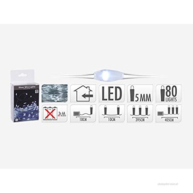 MI CASA Lichterkette 40 cm 80 LEDs Weiß