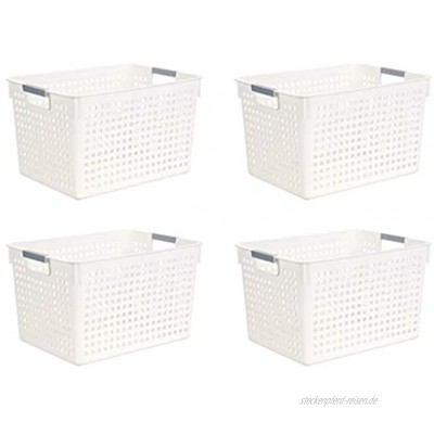 XTXY 4er-Pack Kunststoff-aufbewahrungskorb Tragbare Webküche Kühlschrank Korb Badezimmer Desktop-Box Für Küche Und Schrank Color : White Size : 27.3 * 18 * 14CM