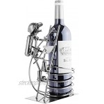 BRUBAKER Weinflaschenhalter Flaschenständer Feuerwehrmann auf Leiter Deko-Objekt Metall mit Grußkarte für Weingeschenk