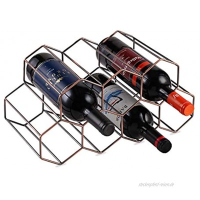 Buruis Weinregal aus Metall für 9 Flaschen freistehend platzsparend für Rot- und Weißweine – Bronze