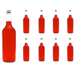 casavetro 8 Stück BOR 1 Liter Flaschen Saftflaschen Likörflaschen Abfüllen Glasflasche Essigflaschen Schnaps mit Schraubverschluss 8 x 1000 ml