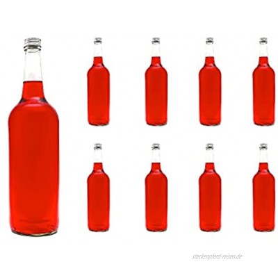 casavetro 8 Stück BOR 1 Liter Flaschen Saftflaschen Likörflaschen Abfüllen Glasflasche Essigflaschen Schnaps mit Schraubverschluss 8 x 1000 ml