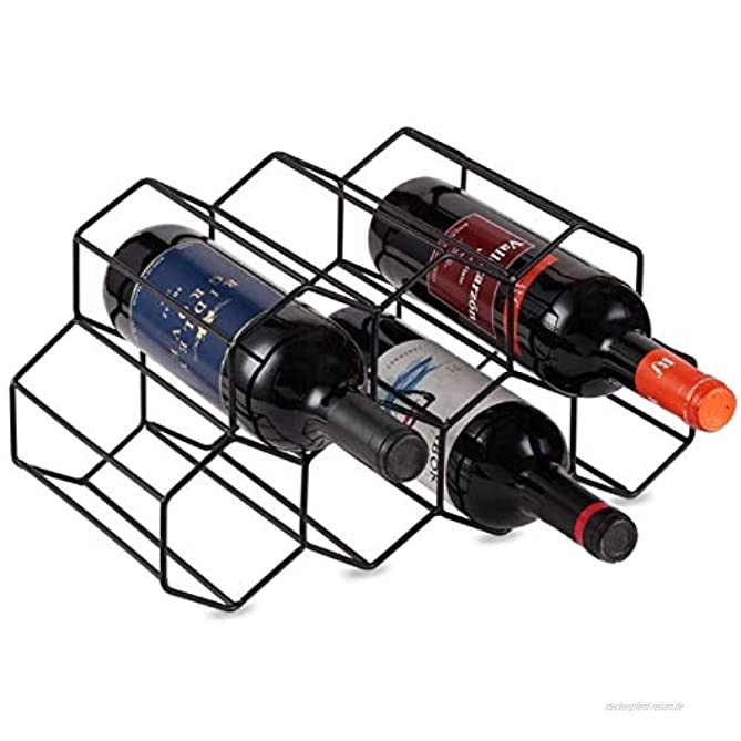 Fantasee Freistehendes Weinregal aus Metall für 9 Flaschen Flaschenhalter leichtes Design für Weinliebhaber schwarz – für 750 ml Flaschen oder Durchmesser weniger als 8,1 cm