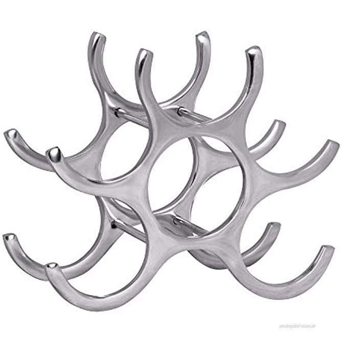 FineBuy Weinregal Design 24 cm für 6 Flaschen Aluminium Silber