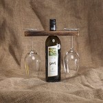 GoCraft Weinflaschen- & Glashalter | Handgefertigter Antikholzständer für Wein für zwei Gläser & Flaschen