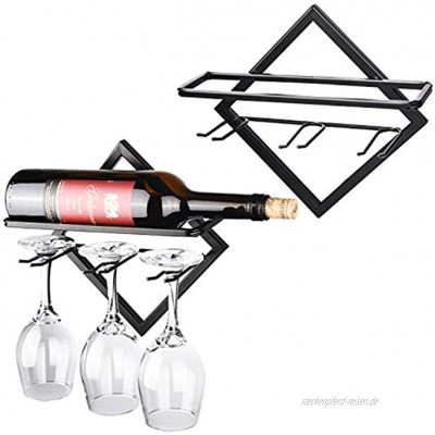 JJDPARTS 2er-Pack Weinregal aus Metall an der Wand Weinflaschenregal und Stemware-Aufhänger Flaschen- und Glashalter für Wohn- und Küchen-Displaydekor 2er-Pack