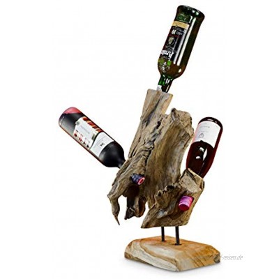 Kinaree Wurzelholz Flaschenständer M XL XXL Wein Flaschenhalter aus Teak Holz Rustikale Dekoration in modernem Design M