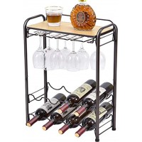 Kingrack Weinregal für 8 Flaschen Metall-Weinregal mit Brillenhalter und Weinhalter und Tischplatte 4-stöckiger Wein-Organizer freistehender Weinhalter für Küche Weinkeller Bar Arbeitsplatte