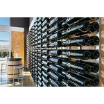 VintageView W-Serie Weinregal für 9 Flaschen Wandmontage gebürstetes Nickel stilvolle Moderne Weinaufbewahrung mit Etikett nach vorne