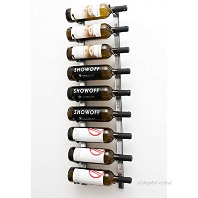 VintageView W-Serie Weinregal für 9 Flaschen Wandmontage gebürstetes Nickel stilvolle Moderne Weinaufbewahrung mit Etikett nach vorne