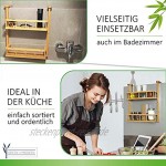 Green'n'Modern Hängeregal für Kühlschrank | Kühlschrankregal Gewürzregal hängend aus Holz Bambus | Küchenregal kompakt für Studenten | Robuster Platzgewinn schnell montiert am Küchenschrank