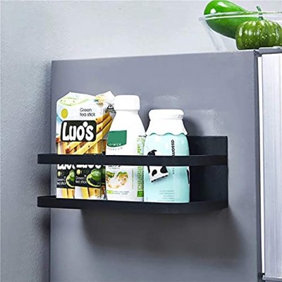 OIZEN Kühlschrank Regal Hängeregal für Kühlschrank Magnet Gewürzregal mit Ablage Küchenregal Küchen Organizer Aufbewahrung Schwarz