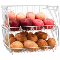Homics Stapelbare Drahtkörbe für Speisekammer Organisation und Aufbewahrung Küchentheke große Kapazität für Obst Gemüse Kartoffeln Dosen Zwiebeln 2 Stück