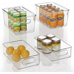 Huolewa Kühlschrank-Organizer 2 große und 2 kleine transparente Aufbewahrungsbehälter mit Griffen für Kühlschrank Gefrierschrank Speisekammer Schrank Badezimmer Schlafzimmer BPA-frei