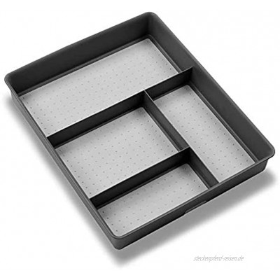 madesmart Basic Gadget Tray Organizer – Granit | Basic-Kollektion | 4 Fächer | Mehrzweck-Aufbewahrung | Softgrip-Innenfutter und rutschfeste Gummifüße | leicht zu reinigen | langlebig | BPA-frei