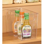 mDesign 2er-Set Aufbewahrungsbox mit Griffen – hohe Kühlschrankbox zur Lebensmittelaufbewahrung – Ablage aus Kunststoff für den Küchen- oder Kühlschrank – durchsichtig