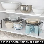 mDesign 2er-Set Geschirrablage für die Küche – freistehendes Tellerregal aus Metall – kleines Küchenregal für Tassen Teller Lebensmittel usw. – grau