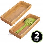 mDesign 2er-Set Schubladeneinsatz für die Küche – modularer Besteckkasten für Silberbesteck und mehr – Organizer aus Bambus für die Schublade – hellbraun