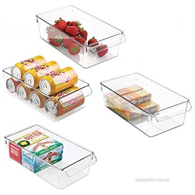 mDesign Aufbewahrungsbox groß mit Griff – ideal zur Küchen Ablage im Küchenschrank oder als Kühlschrankbox – 4 Stück durchsichtig