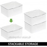 mDesign Aufbewahrungsbox mit Deckel für die Küche Vorratskammer oder das Arbeitszimmer – Stapelbox aus BPA-freiem Kunststoff – kompakte Kunststoffkiste für Haushaltswaren – weiß und durchsichtig