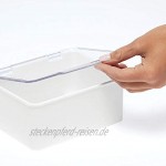 mDesign Aufbewahrungsbox mit Deckel für die Küche Vorratskammer oder das Arbeitszimmer – Stapelbox aus BPA-freiem Kunststoff – kompakte Kunststoffkiste für Haushaltswaren – weiß und durchsichtig