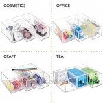 mDesign Küchen Organizer mit 3 Schubladen – ideal als Teebox zum Sortieren der verschiedenen Teebeutel – Aufbewahrungsbox aus Kunststoff für Süßstoff Zucker Salz etc. – durchsichtig
