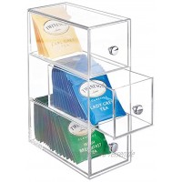 mDesign Küchen Organizer mit 3 Schubladen – ideal als Teebox zum Sortieren der verschiedenen Teebeutel – Aufbewahrungsbox aus Kunststoff für Süßstoff Zucker Salz etc. – durchsichtig