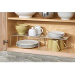 mDesign Regaleinsatz für Küchenschrank praktische Geschirrablage für mehr Abstellfläche Schrankeinsatz zum Ausziehen silberfarben