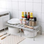 Roebii Küchenregal stapelbarer Regaleinsatz faltbares Küchen Schrankregal Küchen Organizer für Geschirr und Vorräte für Geschirr Konservendosen und Gewürze perforiertes Stahldesign kann ablaufen