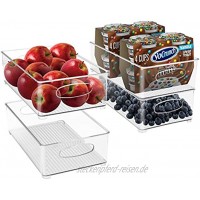 Sorbus Aufbewahrungsbehälter aus Kunststoff stapelbar transparent für die Aufbewahrung von Küche Kühlschrank Lebensmitteln Snacks Speisekammer Obst Gemüse Badezimmer-Zubehör 4 Stück
