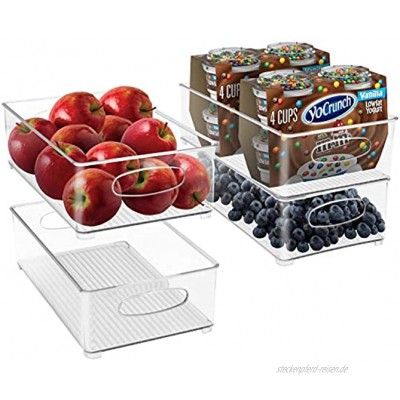 Sorbus Aufbewahrungsbehälter aus Kunststoff stapelbar transparent für die Aufbewahrung von Küche Kühlschrank Lebensmitteln Snacks Speisekammer Obst Gemüse Badezimmer-Zubehör 4 Stück