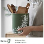 DOWAN Küchenutensilienhalter Keramik-Utensilienhalter für Arbeitsplatte moderner Utensilientopf für Heimdekor mattes Druckdesign 16 cm rutschfeste Unterseite dunkelgrün