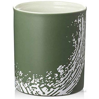 DOWAN Küchenutensilienhalter Keramik-Utensilienhalter für Arbeitsplatte moderner Utensilientopf für Heimdekor mattes Druckdesign 16 cm rutschfeste Unterseite dunkelgrün