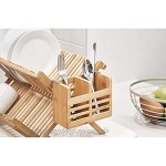 iDesign Besteckkorb für die Küchentheke den Schrank oder Esstisch kleiner Besteckkasten aus Bambus tragbarer Korb mit 2 Fächern für Silberbesteck beige
