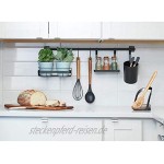iDesign Küchenstange Küchenreling mit Utensilienhalter 2 Haken Halter für Küchenkräuter & Gewürzregal Hakenleiste für die Küche aus Metall 63,8x14,5x 23,8 cm mattschwarz